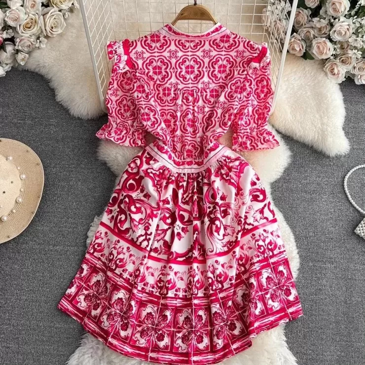Pink Dresses | Skater Dresses^Alamode By Akanksha Bologna Porcelain Summer Vintage Dress