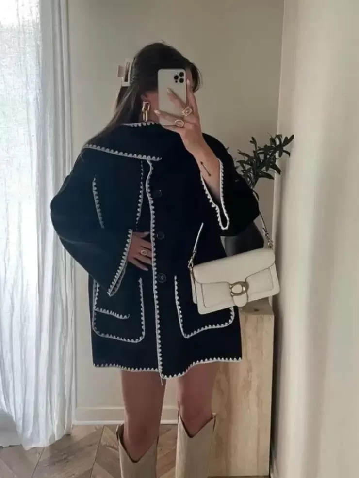 Jackets And Coats | Sweaters^Alamode By Akanksha Cora Oversized Woolen Jacket With Scarf