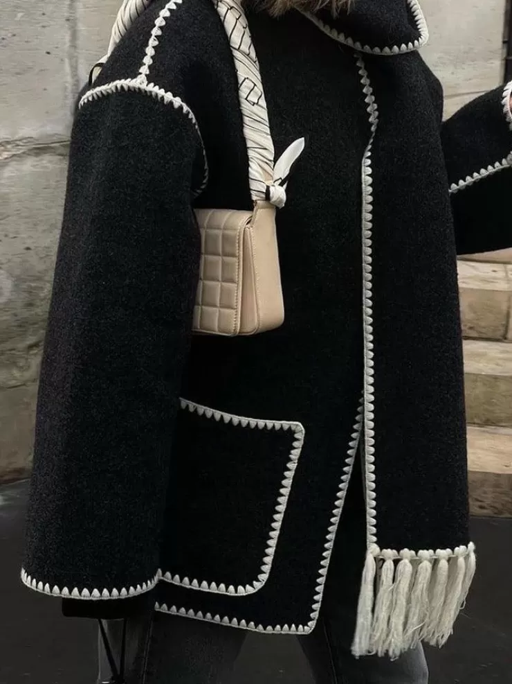 Jackets And Coats | Sweaters^Alamode By Akanksha Cora Oversized Woolen Jacket With Scarf