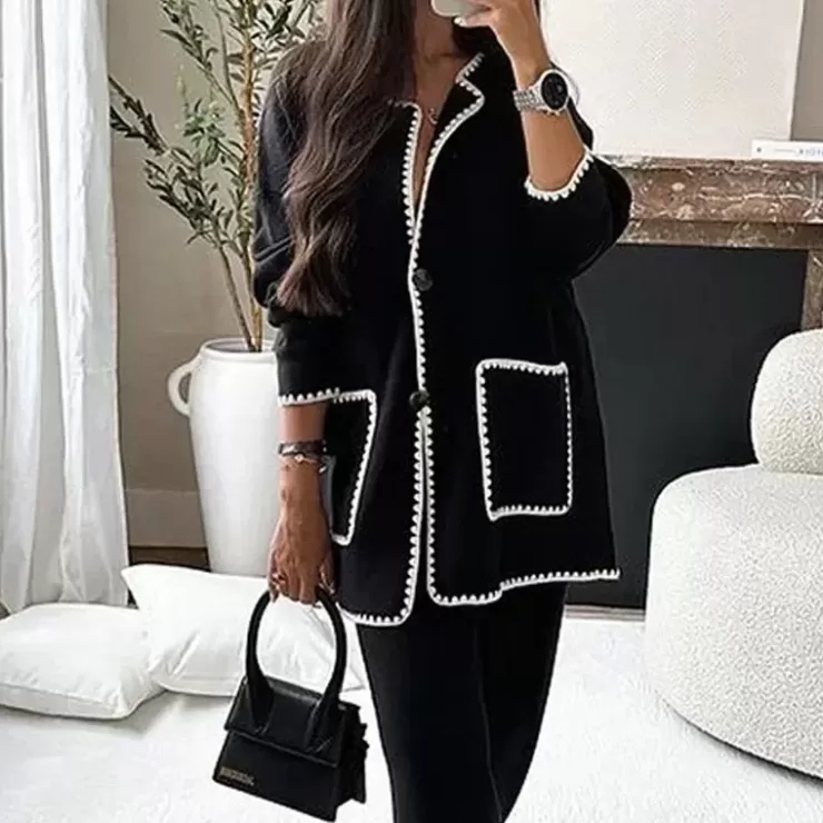 Co-Ords | Winter Wear^Alamode By Akanksha Gary Luxe Winter Coord Set - Set Of Top And Pants