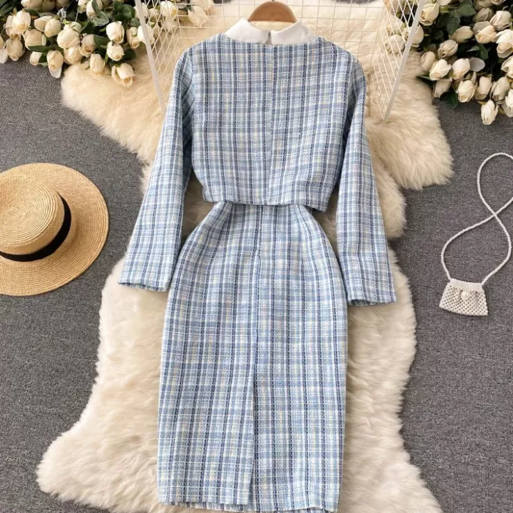 Winter Wear | Winter Co-Ords^Alamode By Akanksha Harlyn Elegant Dress - Set Of Premium Jacket And Tweed Dress