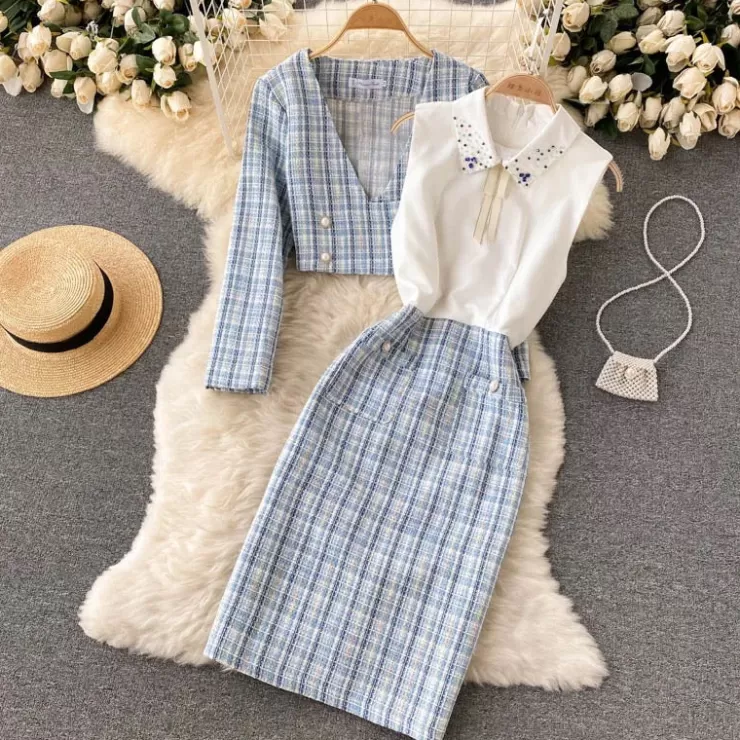 Winter Wear | Winter Co-Ords^Alamode By Akanksha Harlyn Elegant Dress - Set Of Premium Jacket And Tweed Dress