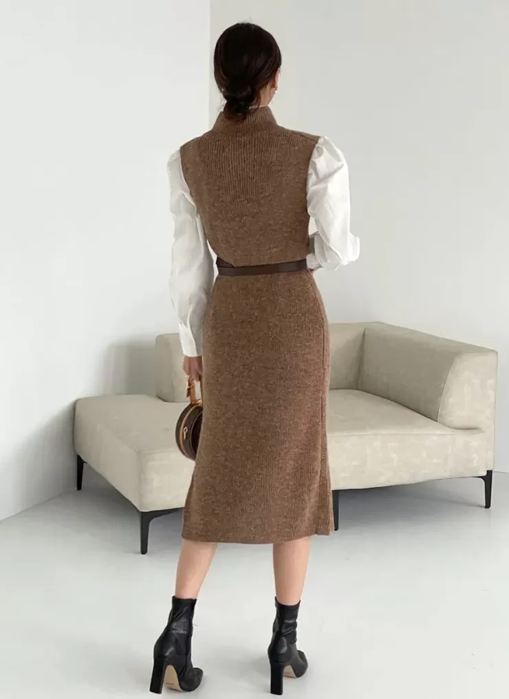 Winter Wear | Co-Ords^Alamode By Akanksha Rida Premium Winter Coord Set- Top With Dress And Belt