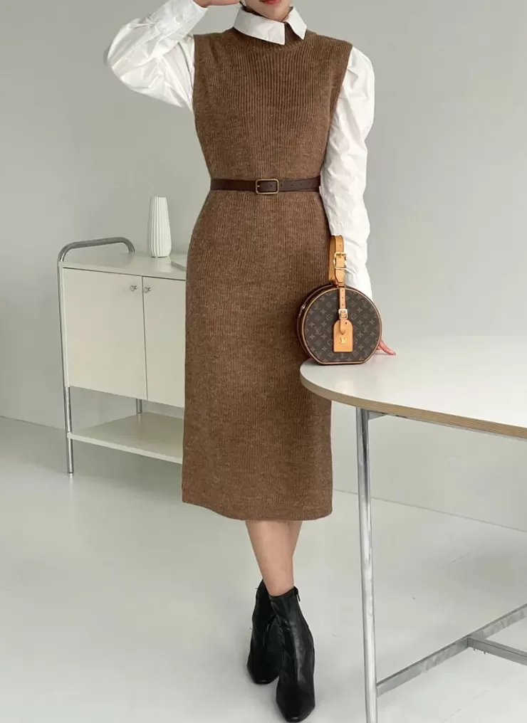 Winter Wear | Co-Ords^Alamode By Akanksha Rida Premium Winter Coord Set- Top With Dress And Belt