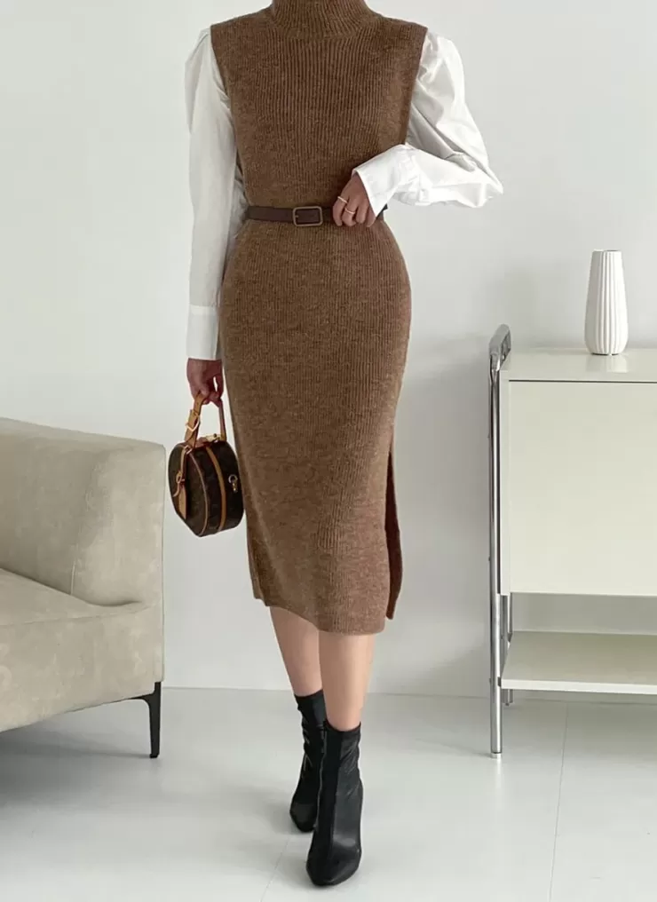Winter Wear | Co-Ords^Alamode By Akanksha Rida Premium Winter Coord Set- Top With Dress And Belt
