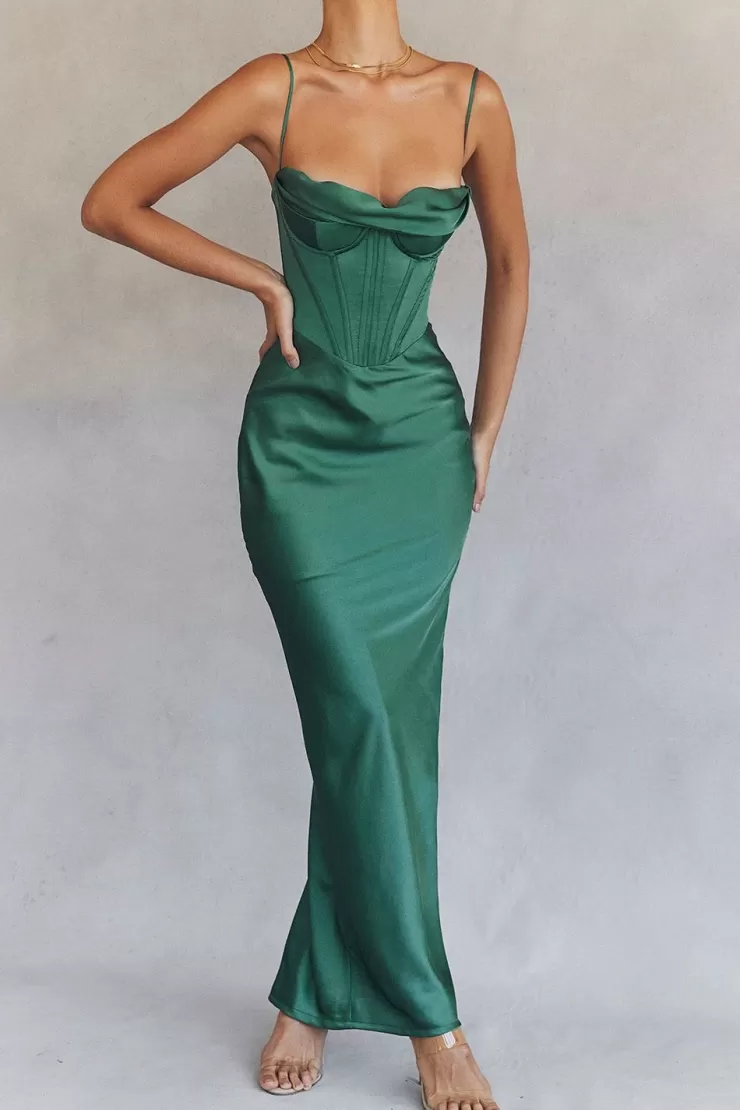 Brown Dresses | Knee Length Dresses^Alamode By Akanksha Sizzle Bodycon Corset Midi Dress In Green